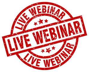live webinar round red grunge stamp