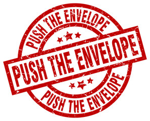 push the envelope round red grunge stamp