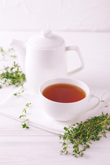 Thyme herbal tea. Healthy drink. Alternative medicine