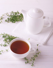 Thyme herbal tea. Healthy drink. Alternative medicine
