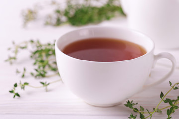 Thyme herbal tea. Healthy drink. Alternative medicine