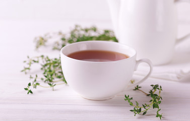 Thyme herbal tea. Healthy drink. Alternative medicine