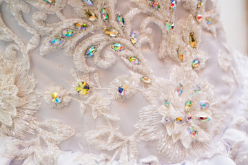 Luxury wedding background wedding dress fabric with pearls