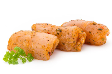 Chiken meat rolls isolated on the white background.