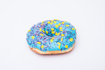 Glazed Donut with sprinkles isolated on white background
