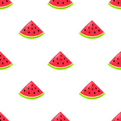 Vector seamless pattern with hand drawn watermelon on a white