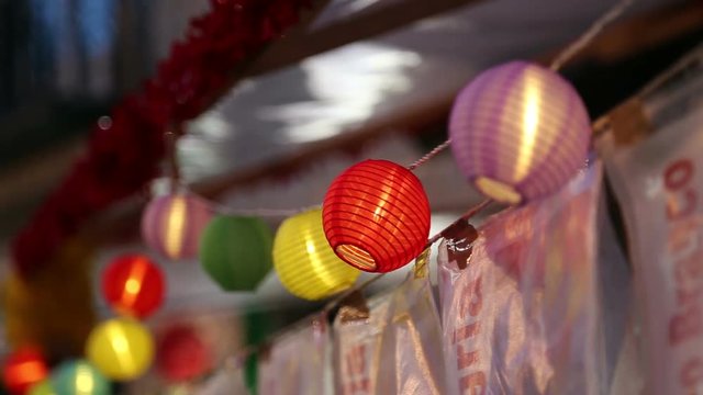 Festive colored lights chain
