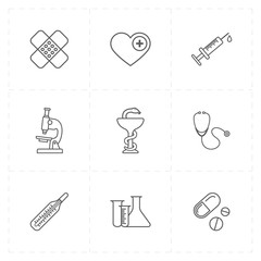 nine flat medicine icons 