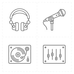 four universal flat music icons 