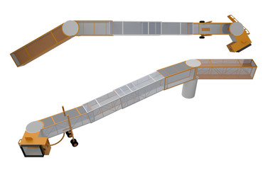 bridge for loading passengers on airplane 3d rendering