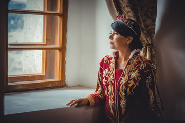 Fototapeta premium Portrait of Queen in a medieval castle