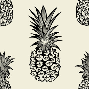 Seamless pattern with pineapples
