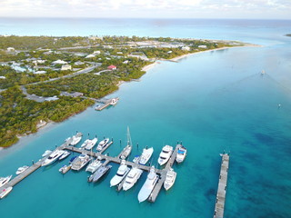 Birds eye view of Turks and Caicos marina