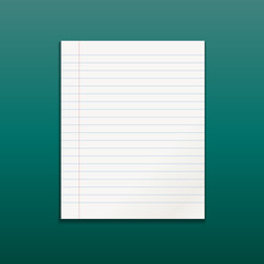 Realistic line paper note on green background