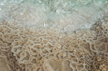 Close up of the salt corals of the dead sea