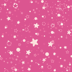 Fototapeta na wymiar Brightly pink seamless pattern stars flicker. Background for little princesses.