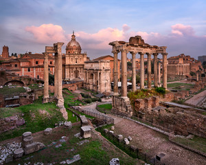 Fototapeta na wymiar Roman Forum (Foro Romano) in the Evening, Rome, Italy