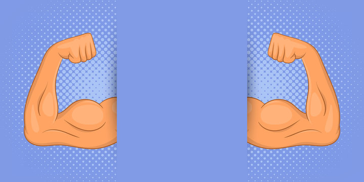 Muscle banner horizontal man, cartoon style