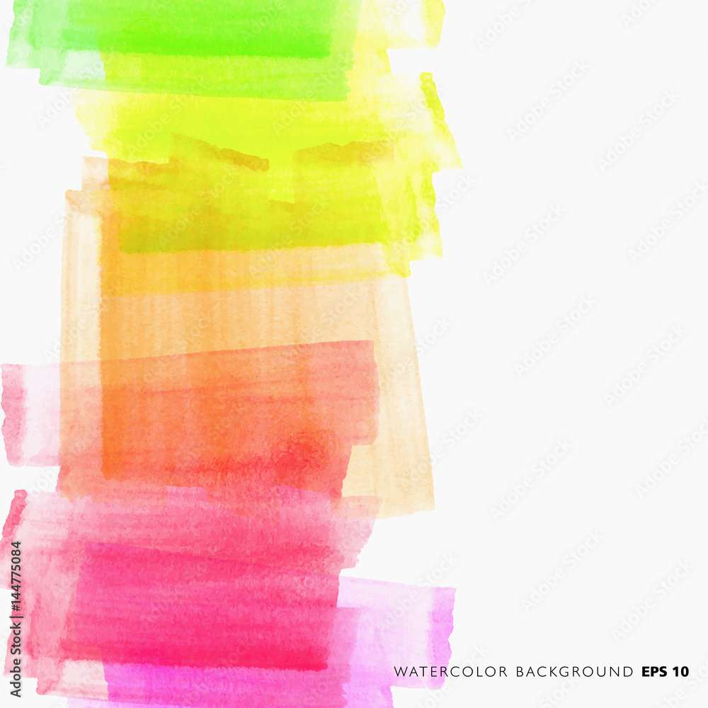 Poster artistic backdrop in square shape, vector with brush strokes, watercolor look background with colorf
