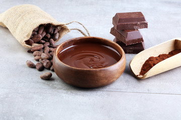 Melting chocolate / melted chocolate/ chocolate swirl/ stack/ chips and powder