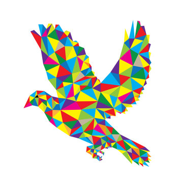Geometric Dove Flying, polygonal art vector design