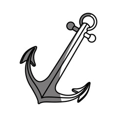 monochrome silhouette of anchor icon with half shadow vector illustration