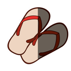 colorful silhouette of beach flip-flops with middle shadow vector illustration