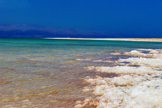 Dead Sea of salt on coast