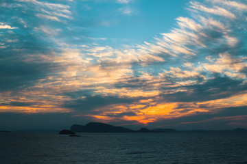 Naklejka na ściany i meble Beautiful dusk over the Aegean sea.