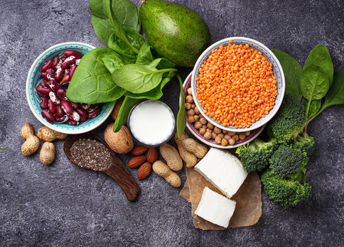 Lentils, Chickpea, Nuts, Beans, Spinach, Tofu, Broccoli And  Chia Seeds.