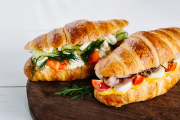 Delicious croissant sandwiches