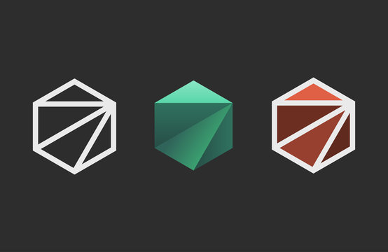 Hexagon logo design. Creative emblem template. Studio logotype