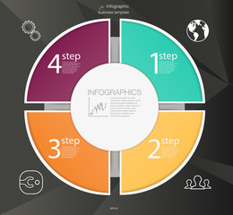 Business circle infographic concept. Vector circle elements for infographic. Template infographic 4 position, steps. 