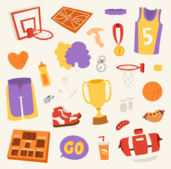 Basketball stickers vector icons
