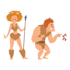 Fototapeta na wymiar Caveman primitive stone age cartoon neanderthal people character evolution vector illustration.