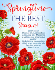 Vector springtime season poster blooming flowers