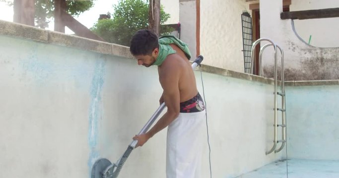 man repair pool