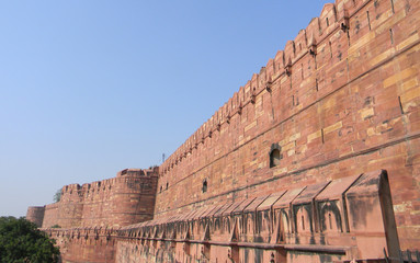 Iconic view of the Taj Mahal from Fort Agra, Northern India