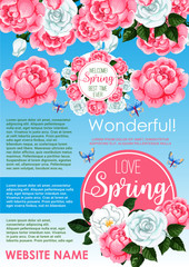Springtime holidays floral greeting poster design