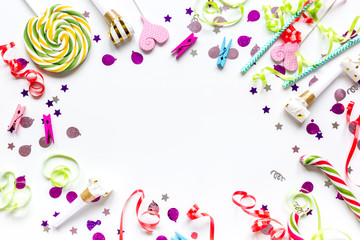 birthday party frame for mock-up on white background top view