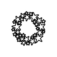 black thick contour with circle formed by stars vector illustration