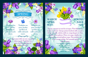 Vector floral posters for spring sale shopping