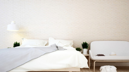 Bedroom and living area brick wall in apartment or home - 3d Rendering