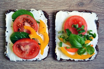 tasty and healthy bread with vegetables
