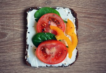 tasty and healthy bread with vegetables