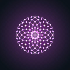Isolated Neon glow symmetry element. Sacred Geometry. Abstract psychedelic vector logo vector