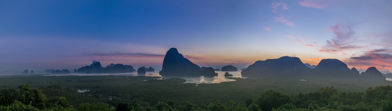 Blue sky Panorama of Samed Nangshe viewpoint in province phang-nga of thailend