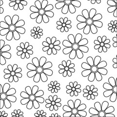 silhouette sketch decorative pattern flowers design vector illustration