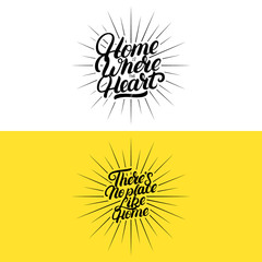 Set of hand written lettering quotes for home.