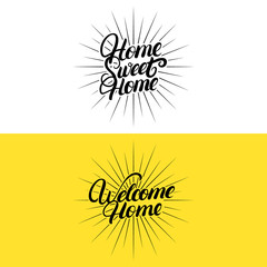 Set of hand written lettering quotes for home.